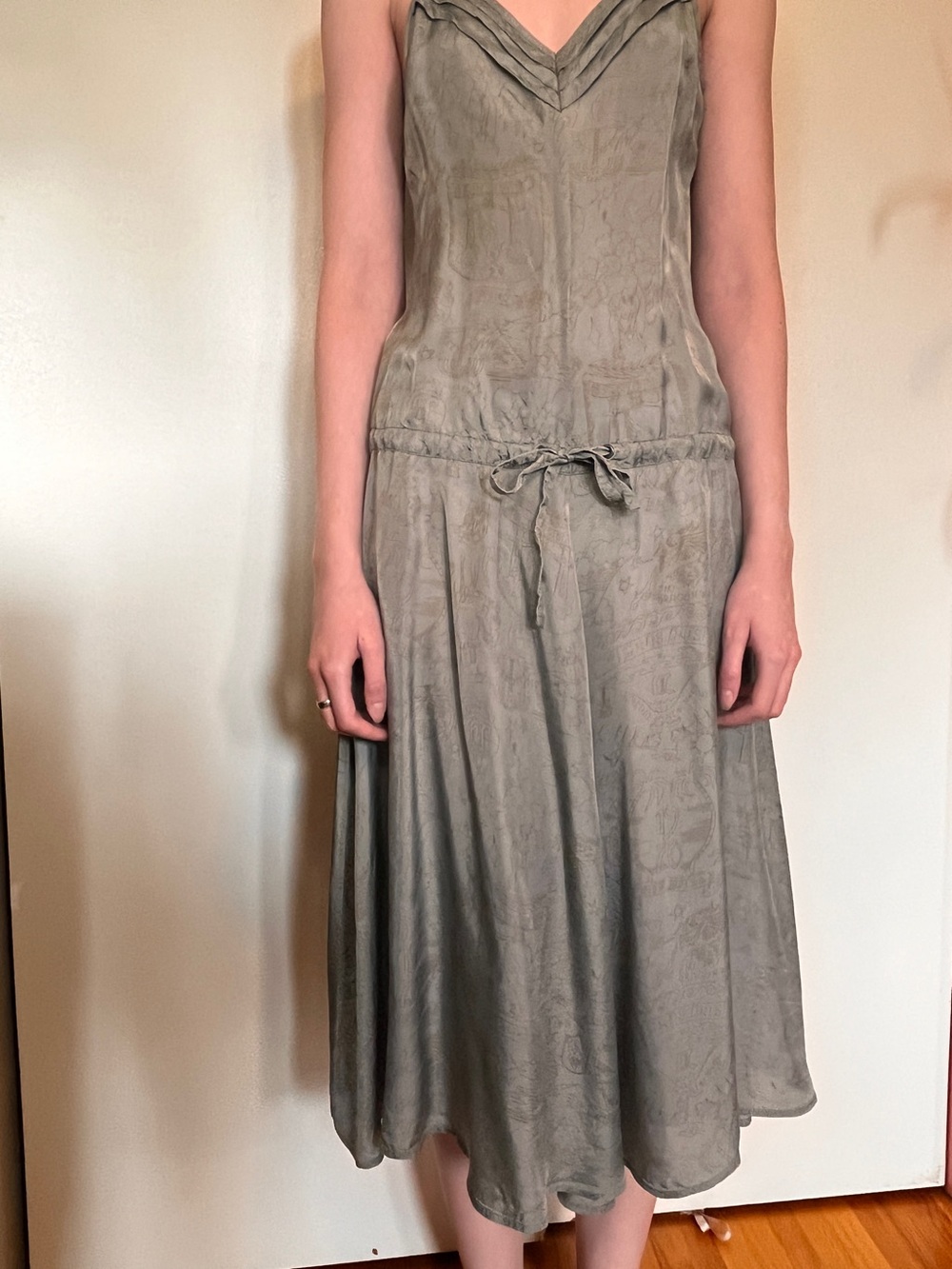 Diesel Grey Slip Midi Dress with Crisscross Straps